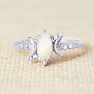 maansteen ring met witte topaas